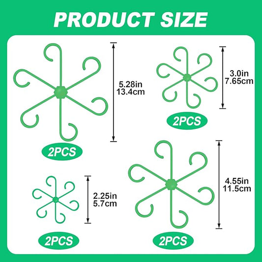 8PCS Climbing Plant Stem Support, 4 Sizes Plastic Houseplant Stem Holders, Reusable Flower Trellis Stem Stakes for Garden, Plant Growth Care Accessories Indoor, Outdoor - Green