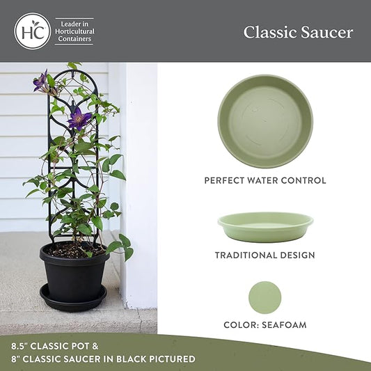 The HC Companies Flower Pot Saucers - Plastic Plant Saucer for Outdoors & Indoors - Traditional Design Plant Pot Trays for Water Drainage - Durable & Stylish Round Plant Tray (10-inch Seafoam)