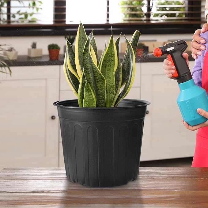 24 Pack 3 Gallon Nursery Pots, Thickened Soft Black Plastic Plant Pots with 24Pcs Waterproof Plastic T-Type Plant Tags and 2Pcs/Set Transplanting Digging Mini Tools