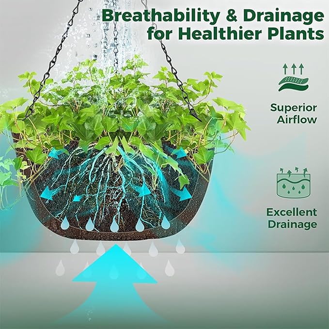 Hanging Planters for Intdoor Plants,3 Pcs12 Inch Hanging Baskets for Plants Outdoor with Rustproof Chain,Breathable Hanging Pots for Orchids Ferns Balcony Porch Decor L 3pcs