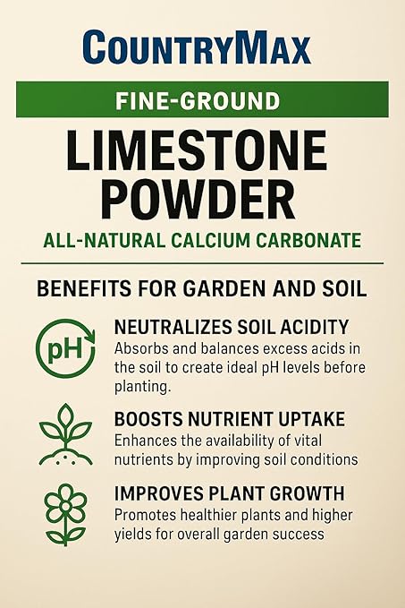 Fine Ground Limestone Powder 50 lb – All-Natural Calcium Carbonate for Lawns, Gardens, Chicken Coops, Odor Control, Soil pH, and Agriculture – Soft White Lime Rock Dust