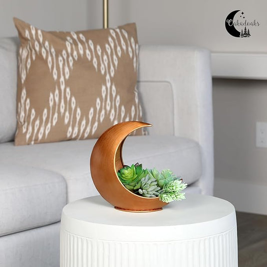 2 Pack Boho Table Planters, Desk Moon Planter, Candle Holder for Indoor Plants, Succulents, Air Plant, Cactus, Faux Plants, Witchy Gifts