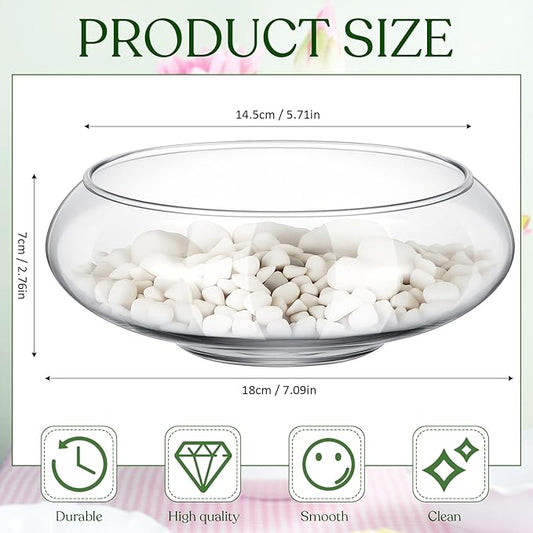 Baderke 3 Pcs Hydroponic Planter Lotus Flower Pot Planter Lotus Bowl Clear Glass Fish Bowl Vase for Planting Indoor Home Decor Water Lily Narcissus Planting Water Lily (7.09in)