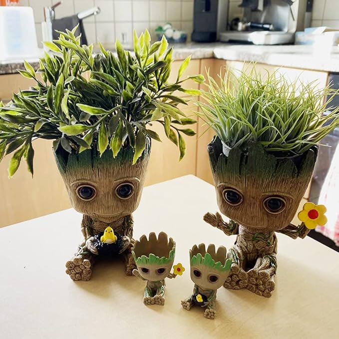 Face Planters Pots Head Planter,Succulent Planter Cute Plants Flower Pot with Hole Pen Hold for Home Garden (Groot Flower Pot)