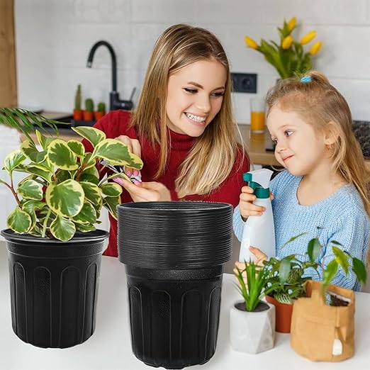 100 Pcs 1 Gallon Flexible Nursery Pots for Plants,Soft Plastic Seed Starting Pots with Hole,Flower Plant Container for Seedling,Cuttings,Potting,Transplanting,Black