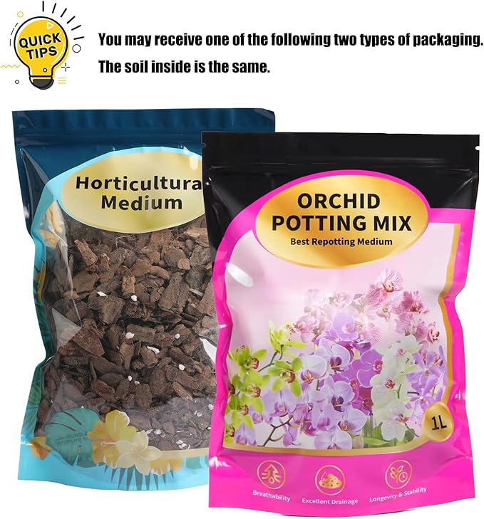 Organic Orchid Potting Mix & Bark Blend 1qt - All Natural, Fast Draining Soil for Phalaenopsis, Dendrobium, Oncidium Plants