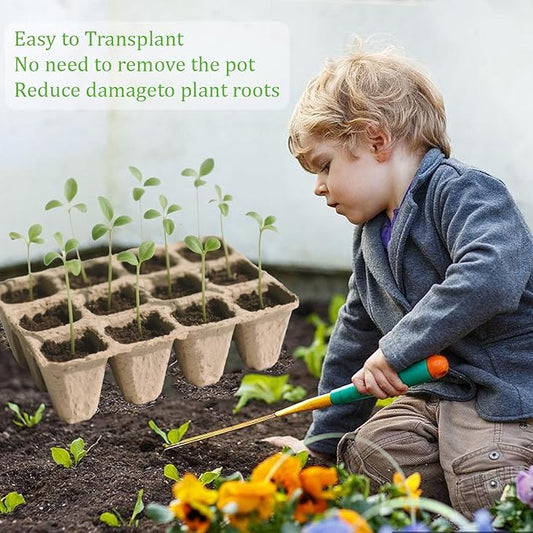 10 Packs Peat Pots, 120Pcs Seed Starter Tray Kit with 120Pcs Plant Labels, Biodegradable Seed Starter Pots, Germination Kit for Garden Plant Nursery