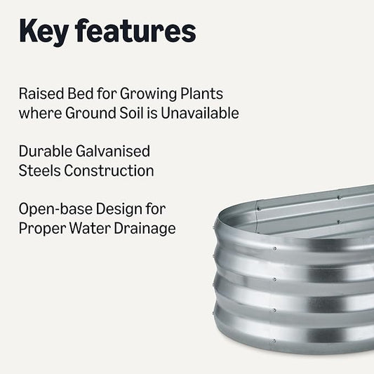 Amazon Basics Raised Garden Bed, Galvanized Steel, 48 x 24 x 12 inches, 1 Pack, Silver