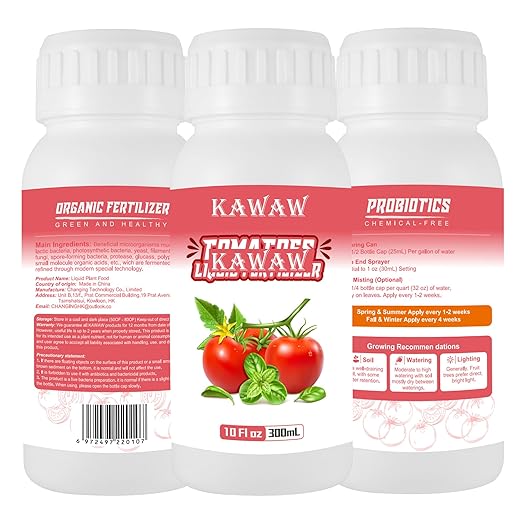 Organic Tomato Fertilizer Liquid, Microbial Probiotic Plant Nutrient for Tomatoes & Vegetables, 300ML Concentrated Formula, Improves Leaf Greenness, Root Development & Healthy Growth