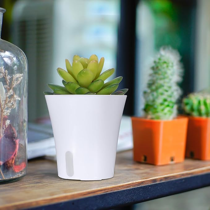 20 Pcs 3 Inch Self Watering Pots Self Watering Planters for Indoor Plants Plastic Self Watering Plant Pot Garden Flower Pots with Water Level Indicator Vents for Herbs 