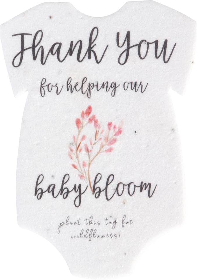 Onesie Seed Paper – 15 Pink Shower Favors for Guests with Wildflower Seeds, Writable & Plantable, Shower Favor Gifts for Guest