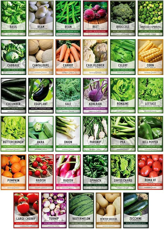 Gardeners Seed Vault Kit - 70 Varieties of Vegetable and Herb Seeds for Your Garden | Non-GMO Heirloom Seeds for Planting, Prepping, Survival, Indoor Outdoor Gardening, Containers, Raised Beds