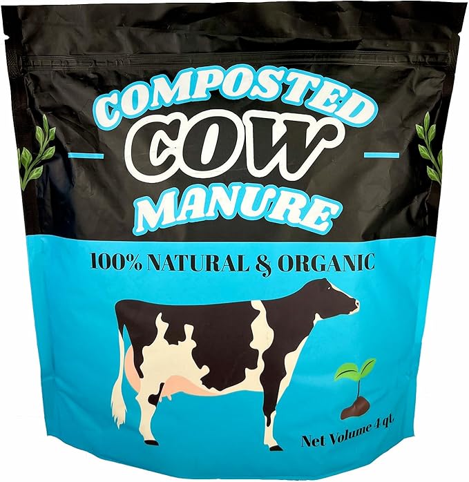Home & Country USA Organic Composted Cow Manure - 4 Quart for Gardening & Soil Enrichment