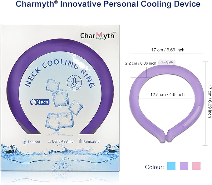Neck Cooling Tube Reusable Ice Cooler Ring Instant Cooling Below 15°C (59°F) Portable Neck Wrap for Summer Outdoor & Indoor Use Heat Relief & Comfort