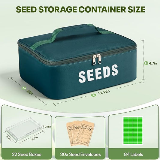 22 Slots Seed Storage Organizer Box with 30 Seed Envelopes & 84 Labels – Seed Bank Kit for Saving, Seed Packet Organizer Can Hold 160+ Seed Envelopes, Great Gift for Seed Keeper & Garden Lovers