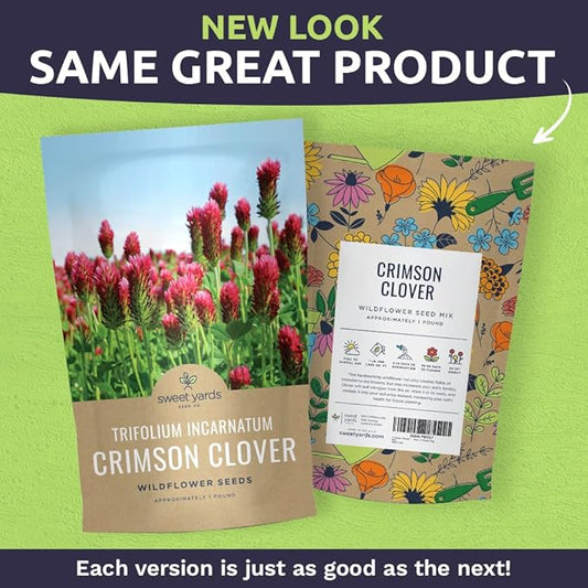 Crimson Clover Seeds for Planting – Bulk 1 Pound Bag – Over 80,000 Open Pollinated Non-GMO Seeds – Trifolium incarnatum