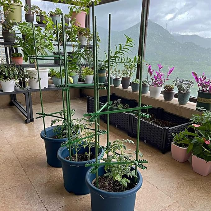 58 Inch Garden Stakes Sturdy Plant Sticks Support Tomato Stakes for Vegetable