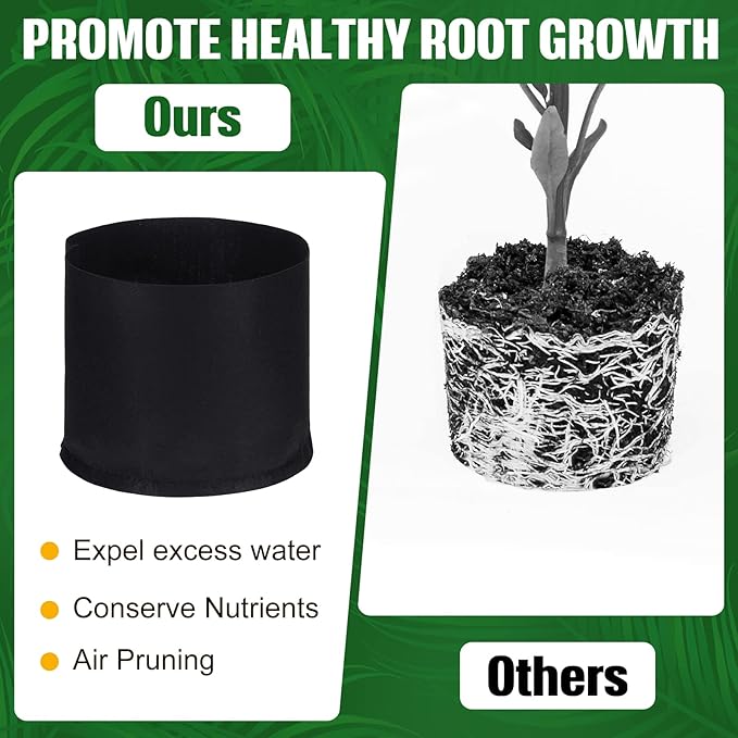 Zubebe 60 Pack Plant Grow Bags Bulk Garden Bags Aeration Grow Pots Heavy Duty Thickened Nonwoven Fabric Plant Pots Black Planting Container for Potato Tomato Vegetable Flower Fruits (3 Gallon)