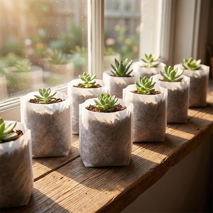 gardtree 400PCS Small Plant Nursery Bags 3.1x3.9 Inch, Biodegradable Non-Woven Seedling Bags, Breathable & Sturdy Grow Bags for Succulents Vegetables, Easy Transplant, Space-Saving for Home Garden