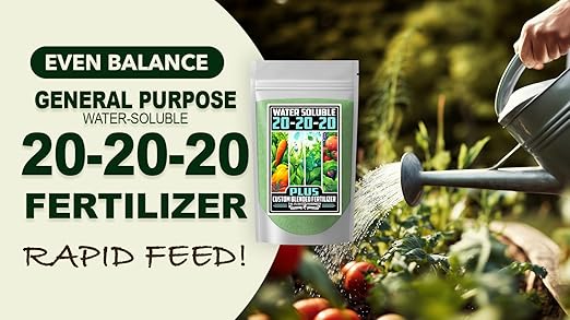 Fertilizer Commercial Grade | 20-20-20 Plus | 3 Pounds | Water Soluble Plant Food | Balanced Formula with Chelated Micronutrients | General Purpose Nutrient | Turf Lawns Shrubs Gardens Ornamentals