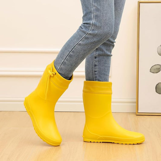 Asgard Women's Mid Calf Rain Boots Collar Gardening Boots Ultra Lightweight Portable Garden Shoes