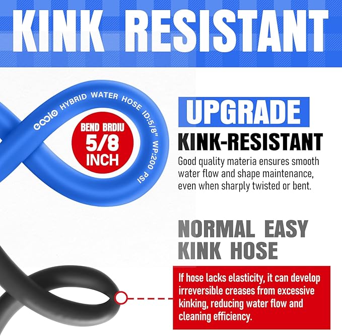 Heavy Duty Garden Hose 100 ft, Non-Expanding Flexible Water Hose, Kink Resistant Lightweight Hybrid Hose, Leakproof Hose Male to Female Fittings