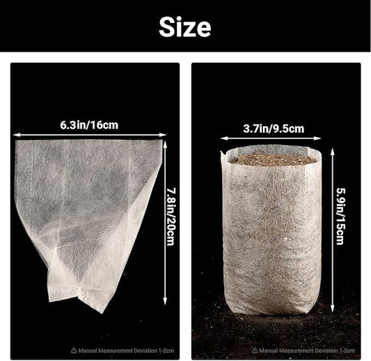 Seedling Grow Bags for Plants Bulk, 6x8 inches Sturdy Non-Woven Nursery Bags, 100PCS Solid Plant Grow Seed Starter Bag, Fabric Seedling Pots Pouches Planting Home Garden Supply