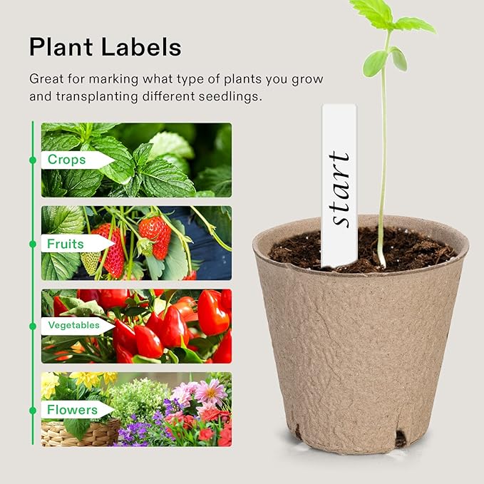 VIVOSUN Peat Pots, 60 Packs 3.15-Inch Seed Starting Pots with Drainage Holes, Round Nursery Pot, 20 Plant Labels for Flowers, Plants, Vegetables, 30Pcs