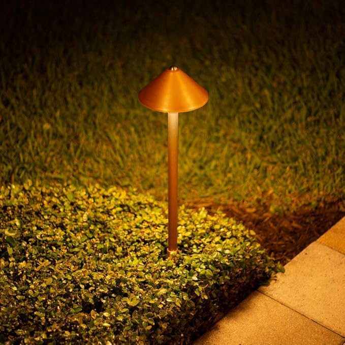 VOLT Conehead 12V Copper Path Light (7" Shade, 25" Tall) for Low Voltage Landscape Lighting on Outdoor Pathway, Walkway, Garden, Driveway or Patio