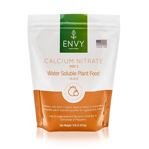 ENVY Solution Grade Calcium Nitrate (15.5-0-0) Prevents Blossom End-Rot from Calcium Deficiency in Tomatoes & Peppers (5 lb)