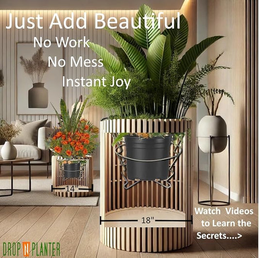 Premium Adjustable Planter Insert. Start at The TOP/Any Height Flower Pot. Any Opening 12-18 Inches Wide - Patented Fit, Stable, No Tools, Watch The Video & Drop IT in..Made in The USA