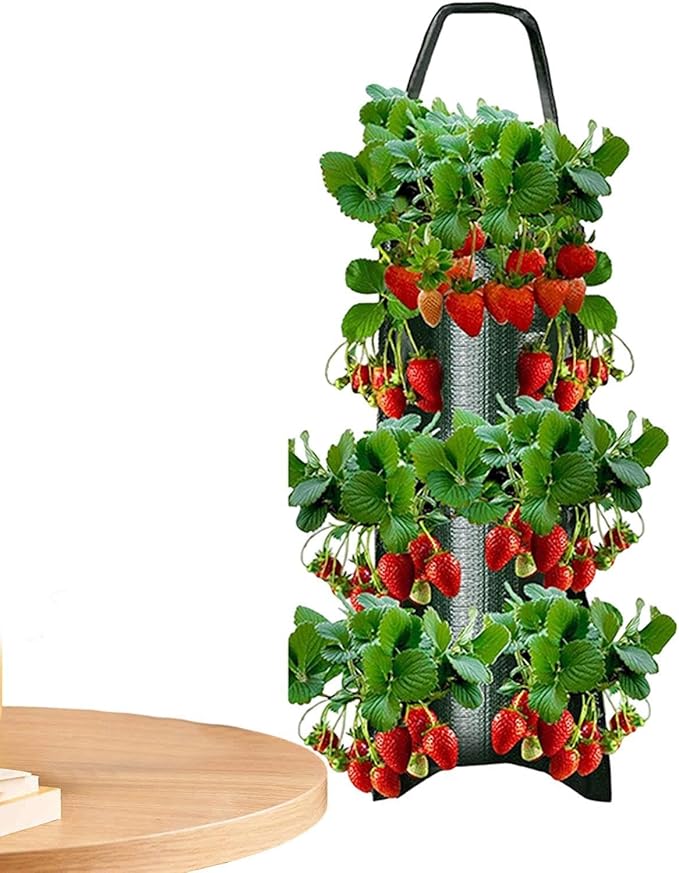 Shakven Upside Down Planter Tomato Herb Strawberry Grow Bags | 8 Hanging Grow Bags for Tomato Chili Herb Strawberry,Hanging Aeration Fabric Strawberry Planter Bags for Growing Herbs Flowers