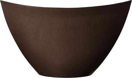 PSW Pot Collection YB41C Plastic/Stone/Wood Composite Curved Planter Pot – No Drainage Hole (Drillable), for Indoor and Outdoor Plants and Gardens, 16-inch, Chocolate