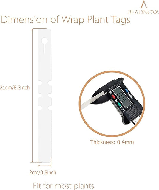 BEADNOVA Tree Tags Plastic Plant Labels Wrap Around Hanging Tags Tree Markers Signs Nursery Labels for Plants Garden (120Pcs, White)