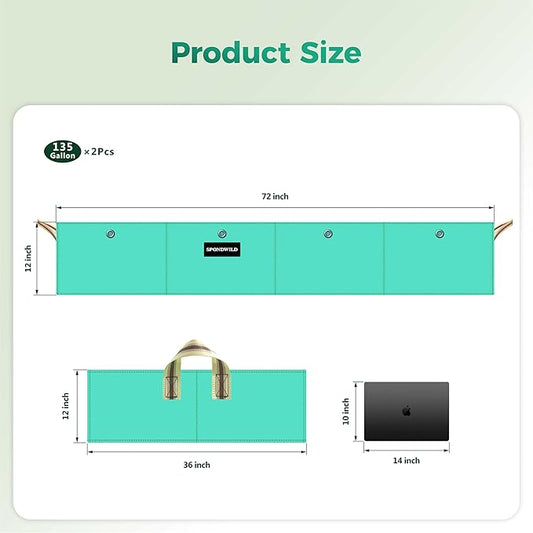 2 Pcs 135 Gallon PE Rectangle Plant Grow Bags, 6x3x1ft Large Garden Grow Bag Outdoor 8 Grids Planter Box Planting Container for Growing Tomatoes Potatoes Plants Flowers, Green
