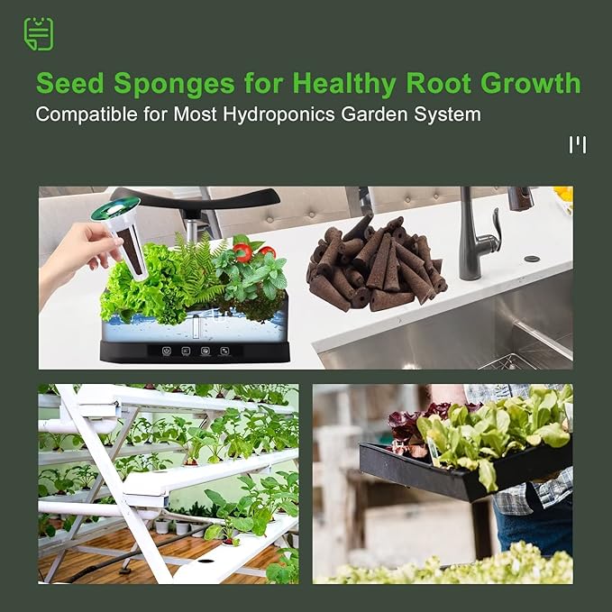 YBB 100PCS Grow Sponges, Hydroponic Seed Starter Pods Sponges Compatible with Aerogarden, Rapid Rooter Starter Plugs for Hydroponic Indoor Garden System