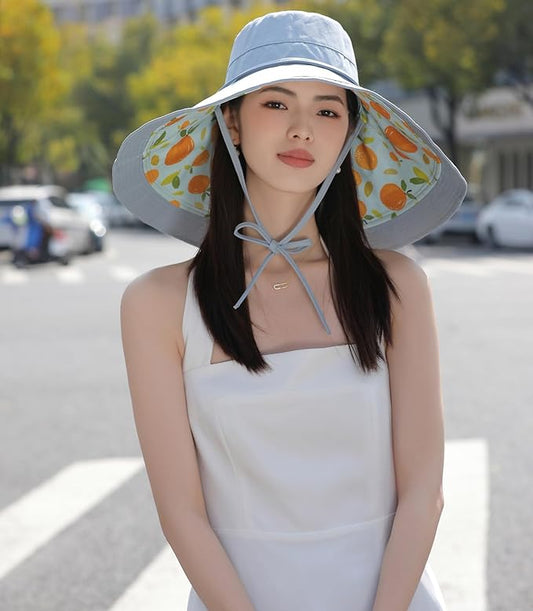 Wide Brim Women Sun Hat Summer Beach Bucket Fishing Hats Metal Wired Edge Packable UV Protection for Hiking Garden Travel