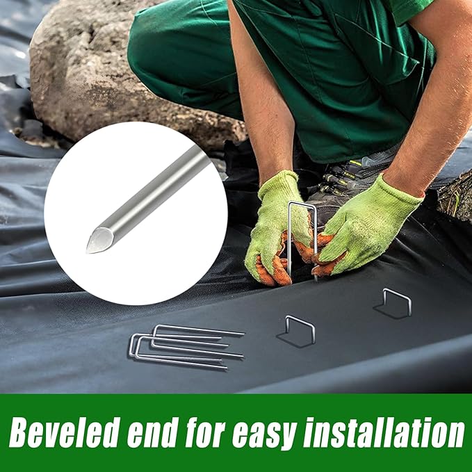 200 Pack Landscape Staples 4 Inch Garden Stakes Galvanized Garden Staples Pins Anti-Rust Ground Stakes for Weed Barrier, Irrigation Tubing, Landscaping Fabric, Yard Lawn