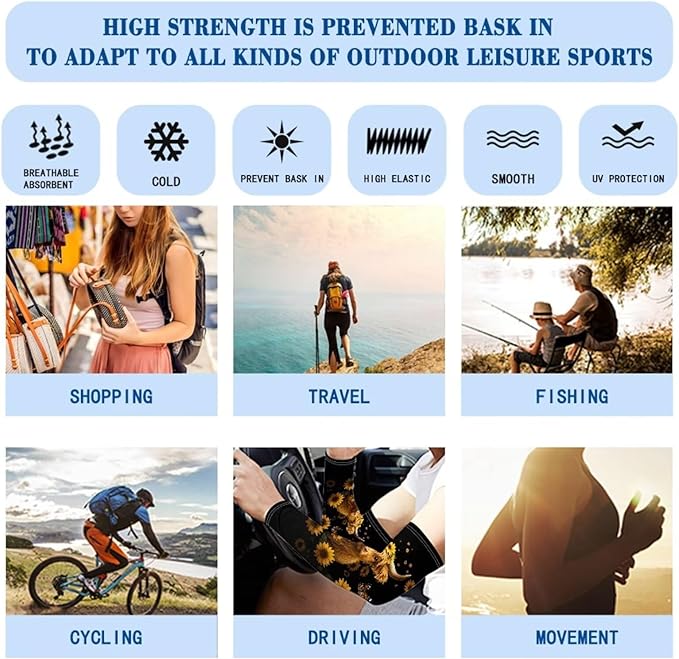 Binienty Unisex Arm Sleeves for Driving, Golf, Cycling, Sports, UV Protector Cooling Arm Sleeves Cover