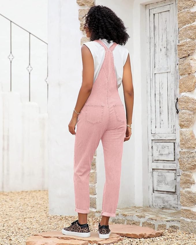 Vetinee Womens Classic Adjustable Straps Pockets Denim Bib Overalls Jeans Pants