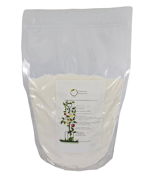 Greenway Biotech, Inc. Calcium Nitrate Solution Grade 15.5-0-0 Fertilizer Contains 15.5% Nitrogen & 19% Calcium for Tomatoes Plants- Water Soluble Hydroponics Fertilizers for Vegetables (10 Pounds)
