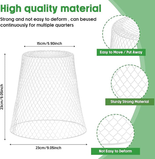 Geosar 30 Pcs 9 inch Chicken Wire Cloche Plant Protector Cover Metal Garden Cloche Dome for Plants Chicken Wire Protection Basket with Garden Stakes for Avoiding Rabbit Bird Small Animals Eat (White)