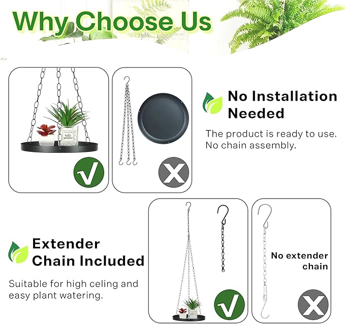 Shinehola 2 Pack Hanging Planters for Indoor Outdoor Plants 9", Plant Hanger Indoor | Metal Hanging Plant Holder, Hanging Planter Shelf, No Plant/Pot Included