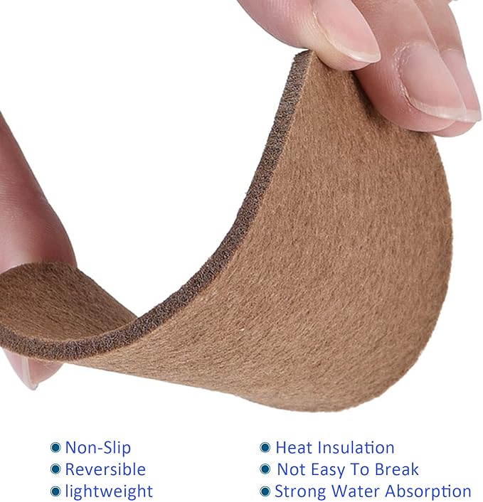 8 Pack Planter Coasters Set Felt Round Flowerpot Drip Pad Mat Apply to Outdoor/Garden (4" 6" 8" 10", Brown)