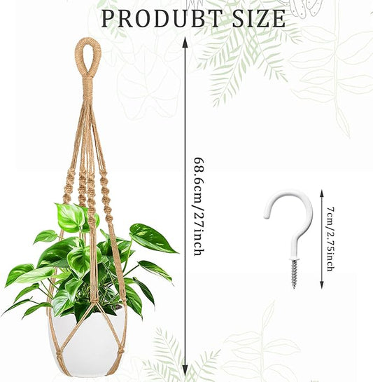 Augshy 27 Inch Macrame Plant Hanger, 2 Packs Plant Hangers with Hooks, Hanging Planter for Indoor Plants Decorative Macrame Pot Hanger for Home Decor