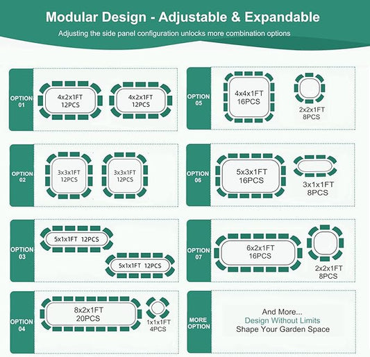 3 in 1 Galvanized Raised Garden Bed - 4x2x1ft (2Packs) Modular Planter Box Outdoor | Metal Raised Bed Kit with Bracing Rods for Gardening Vegetables Flowers Fruits Herbs (Green)