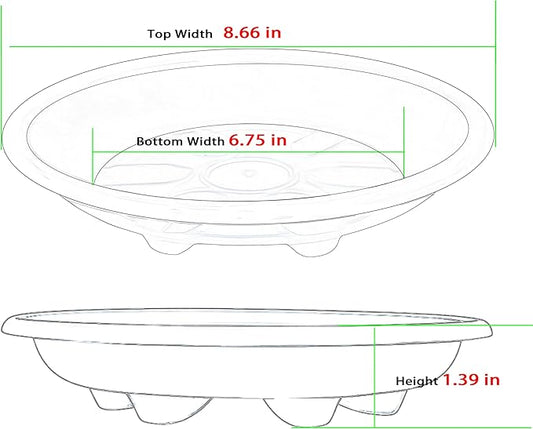 6 Pack of Plant Saucer 8 inch, Plastic Trays for Plants, Plant Drip Trays for Indoors Outdoor, Plant Water Tray for Planters, Black