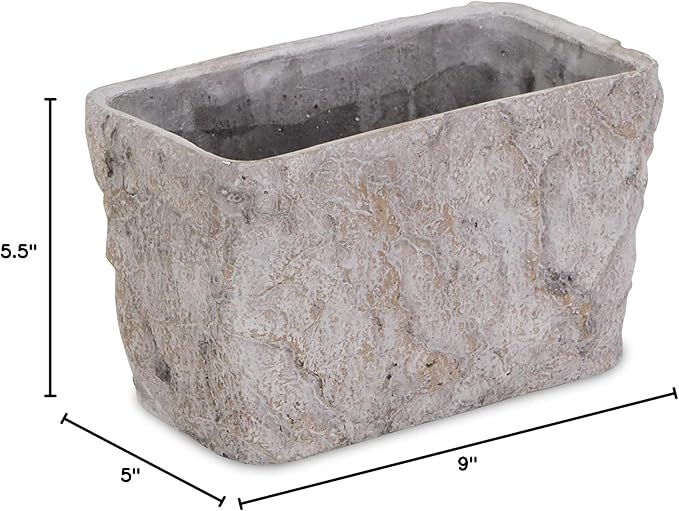 Cheung's Rectangular Cement Ceramic Planter, Gray