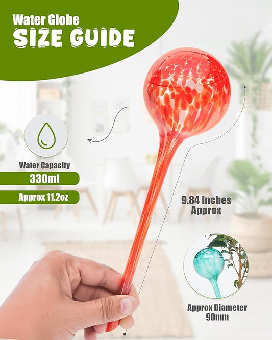 Iridescent Self Watering Globes, Glass Rainbow Plant Watering Globes, Self Watering Planter Insert, Automatic Plant Waterer Indoor (Large-6 Pcs Multi-Color)
