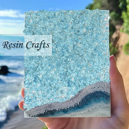 HappyFiller 1.3 LB Crushed Sand Broken Glass Pieces Crush Terrarium Gravels for Resin Arts Crafts, Fire Pit,Succulents,Vase Fillers Candle Holder Filler,Aquarium Fishbowl Stones,Water Blue